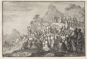 Bergrede by Jan Luyken, created 1703, in paper; etching. Download this artwork as a high-resolution wallpaper for desktop, tablet, or mobile. — Art Wallpaper
