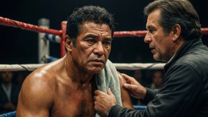 Alexis Arguello in seiner Ecke während einer Kampfpause.