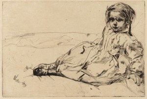 Bibi Valentin by James McNeill Whistler, created 1859, in Etching; ink on paper. Download this artwork as a high-resolution wallpaper for desktop, tablet, or mo — Art Wallpaper