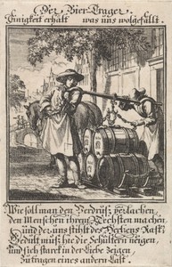 Bierdrager by Jan Luyken, created 1711, in paper; etching. Download this artwork as a high-resolution wallpaper for desktop, tablet, or mobile. — Art Wallpaper