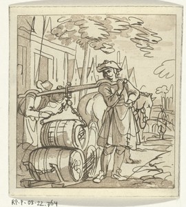 Bierdragers by Jacob Ernst Marcus, created 1784 - 1826, in paper; etching; aquatint. Download this artwork as a high-resolution wallpaper for desktop, tablet, o — Jacob Ernst Marcus Wallpaper
