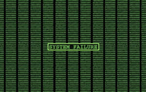 A green system failure message displayed over scrolling digital code. — Binary Wallpaper