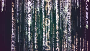 Falling digital code in Japanese and English against a dark background. — Non Binary Wallpaper