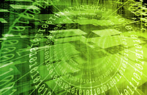 Green digital data streams and binary code swirling in a futuristic tech vortex. — Non Binary Wallpaper