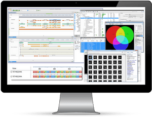 Computer screen showing bioinformatics software for genetic data analysis. — Software PNG