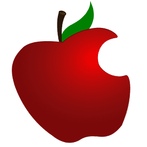 Bitten Red Apple Graphic — Brown SVG