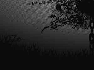 Dark abstract digital-art background with tribal patterns and diagonal stripes. — Fire Skull Picture