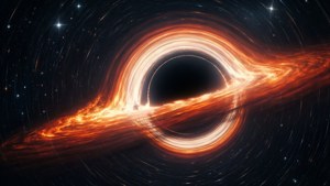 Buco nero drammatico con disco di accrescimento luminoso
