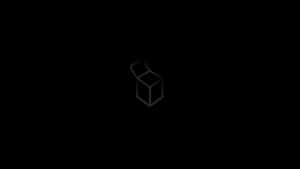 Un simple dibujo de líneas blancas de una caja abierta sobre un fondo negro.