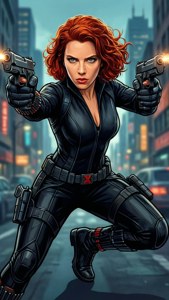 En intens vektor av Black Widow