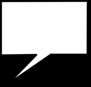 White speech bubble icon on black background