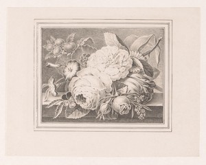 Bloemstilleven by Maria Geertruida de Goeje-Barbiers, created 1811 - 1849, in paper; lithography. Download this artwork as a high-resolution wallpaper for deskt — Maria Geertruida de Goeje-Barbiers Wallpaper