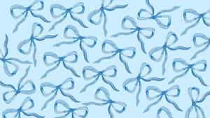 Blue watercolor bows pattern on light blue background