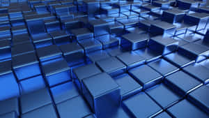 Abstraktes Muster aus blauen Würfeln in einem digitalen 3D-Render. — Blue Pattern Wallpaper