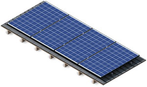 Blå solpaneler monteret på et tag med hvide understøtninger. — Solsystem Wallpapers