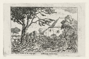 Boerderij by Joseph Hartogensis, created c. 1837 - 1865, in paper; chine collé; etching; zinkets. Download this artwork as a high-resolution wallpaper for deskt — Joseph Hartogensis Wallpaper
