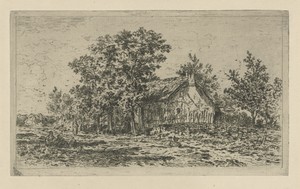 Boerderij by Jan van Lokhorst, created 1847 - 1874, in paper; etching. Download this artwork as a high-resolution wallpaper for desktop, tablet, or mobile. — Jan van Lokhorst Wallpaper