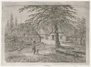 Boerenerf by Gerardus Emaus de Micault, created 1854, in paper; etching. Download this artwork as a high-resolution wallpaper for desktop, tablet, or mobile. — Gerardus Emaus de Micault Wallpaper