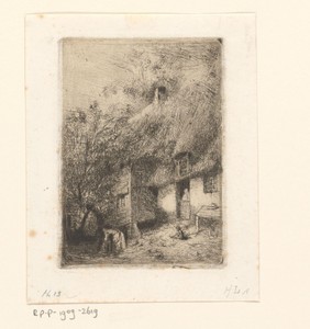 Boerenerf by Henri de Braekeleer, created 1850 - 1870, in paper; etching; drypoint. Download this artwork as a high-resolution wallpaper for desktop, tablet, or — Henri de Braekeleer Wallpaper