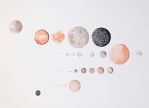 Abstract watercolor illustration of moons in soft pastel tones arranged in rows. — Boho Art Picture
