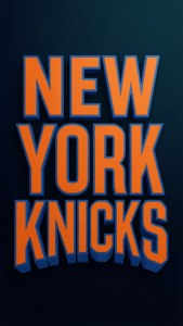 Typografisk 'NEW YORK KNICKS' i lagfarger.