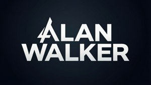 Rent typografisk bakgrunnsbilde med Alan Walker-navn og -logo