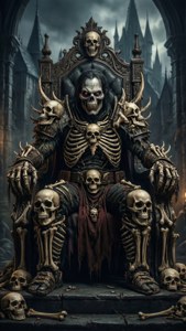 Königliches Hintergrundbild von Ghoul Trooper, der auf einem Knochenthron sitzt.