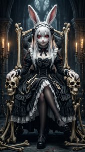 Alice the rabbit on a bone throne, gothic lolita Bloody Roar wallpaper
