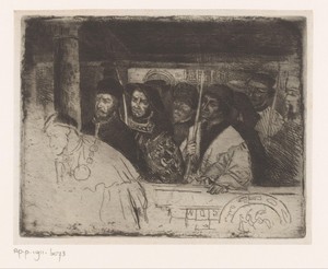 Boogschutters van de Antwerpse schutterij by Henri Leys (baron), created 1865, in paper; etching; intaglio printmaking technique; drypoint. Download this artwor