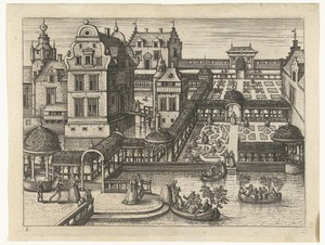 Boottocht by Pieter van der Borcht (I), created 1545 - 1608, in paper; etching. Download this artwork as a high-resolution wallpaper for desktop, tablet, or mob — Nature Wallpaper