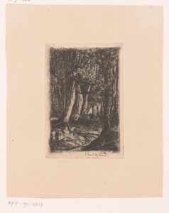 Bospad by Jan Van de Kerkhove, created 1874, in paper; etching; intaglio printmaking technique; drypoint. Download this artwork as a high-resolution wallpaper f — Nature Picture