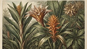 Gravure botanique inspirée de Johann Teyler de fleurs exotiques