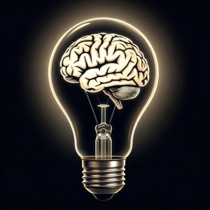 Light bulb with brain in negative space. — Negative Picture