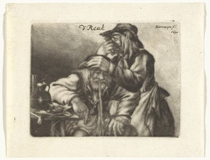 Brakende man by Jacobus Harrewijn, created 1690, in paper; engraving; mezzotint. Download this artwork as a high-resolution wallpaper for desktop, tablet, or mo — Jacobus Harrewijn Wallpaper