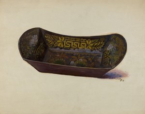Bread or Apple Tray by Eugene Shellady, created 1936, in oil paint on paperboard. Download this artwork as a high-resolution wallpaper for desktop, tablet, or m — Eugene Shellady Wallpaper