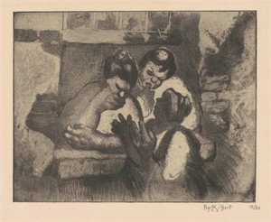 Broadcasting Station by George Overbury (Pop) Hart, created 1926, in aquatint and softground etching in black on wove paper. Download this artwork as a high-res — George Overbury (Pop) Hart Wallpaper