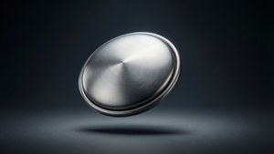 Minimalistisk metallknapp som flyter på mørk gradient