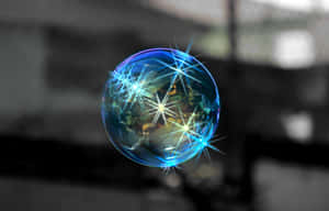 A translucent blue bubble with bright star-like lights floating in air. — Aesthetic Bubbles Picture