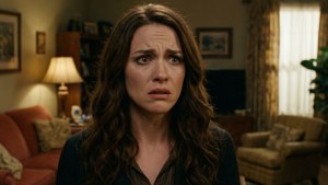 Michelle Trachtenberg reprises her role as Dawn Summers in a cozy living room scene.