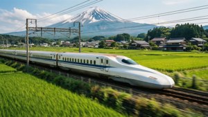Shinkansen passando pelo Monte Fuji