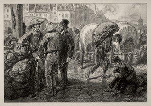 Burden Bearers by Paul Gavarni, created c. mid-1800s, in lithograph. Download this artwork as a high-resolution wallpaper for desktop, tablet, or mobile. — Paul Gavarni Wallpaper