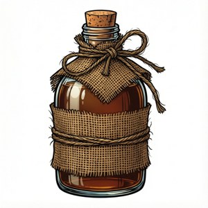 Une illustration vectorielle propre d'une cruche de moonshine enveloppée de toile de jute