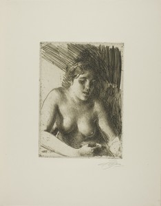 Bust by Anders Zorn, created 1916, in Etching on ivory laid paper. Download this artwork as a high-resolution wallpaper for desktop, tablet, or mobile. — Anders Zorn Wallpaper