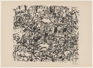 Cafe by Paul Gangolf, created 1922, in lithograph. Download this artwork as a high-resolution wallpaper for desktop, tablet, or mobile. — Paul Gangolf Wallpaper