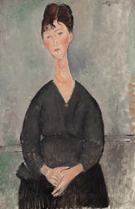 Café Singer by Amedeo Modigliani, created 1917, in oil on canvas. Download this artwork as a high-resolution wallpaper for desktop, tablet, or mobile.