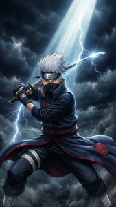 Kakashi kanaliserer lyn fra himmelen med Raikiri.