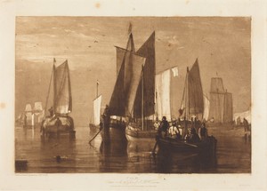 Calm by Joseph Mallord William Turner, created published 1812, in mezzotint and etching. Download this artwork as a high-resolution wallpaper for desktop, table — Art Picture