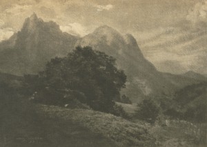 Camera Work: Mountain Landscape by Hans Watzek, created 1906, in photogravure. Download this artwork as a high-resolution wallpaper for desktop, tablet, or mobi — Hans Watzek Wallpaper