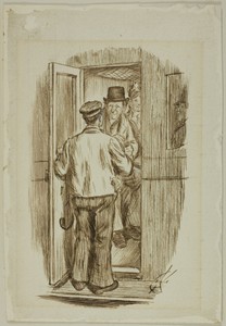 Cannie! by Charles Samuel Keene, created 1870/91, in Pen and brown ink, with brush and brown wash and touches of white gouache, on ivory wove paper, laid down o — Illustration Wallpaper