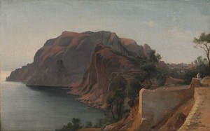 Capri by Jean Achille Benouville, created c. 1845, in oil on fabric. Download this artwork as a high-resolution wallpaper for desktop, tablet, or mobile. — Jean Achille Benouville Wallpaper